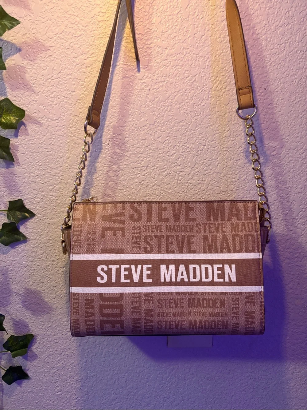 Steve Madden Brown Logo Crossbody Bag